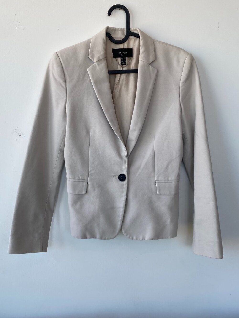 Mango Suit Beige Tailored Single Button Blazer Size 2 / EU 34
